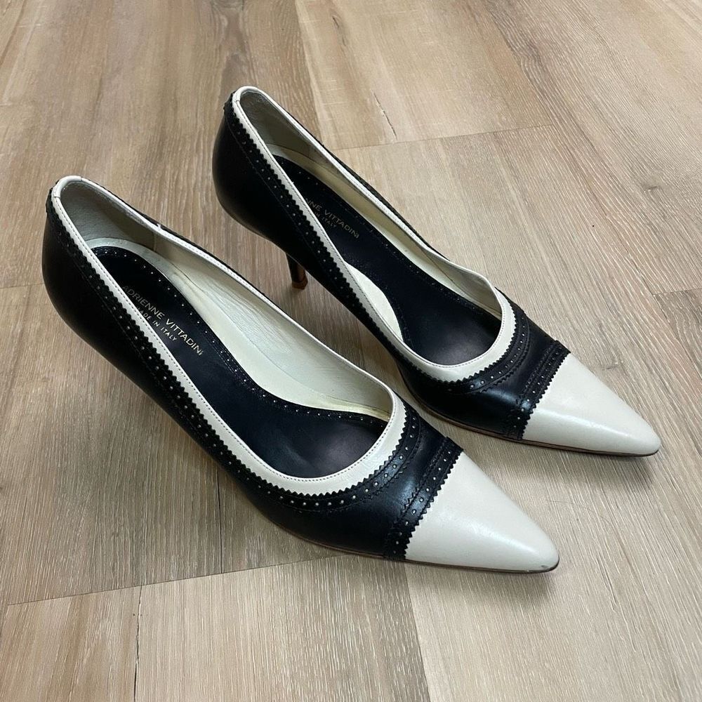 Adrienne Vittadini Ganby White Leather Point Women Stiletto High Heels 8.5M